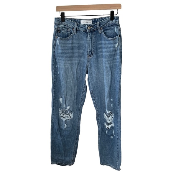 Kancan 90s Distressed Wide Leg Jeans Boyfriend High Waisted - Picture 6 of 11